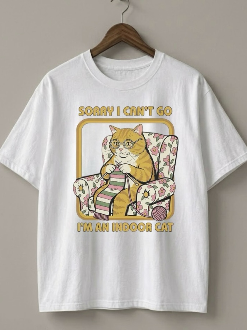 Funny Cat Sorry I Can’t Go I’m An Indoor Cat White Tee | Gildan 5000